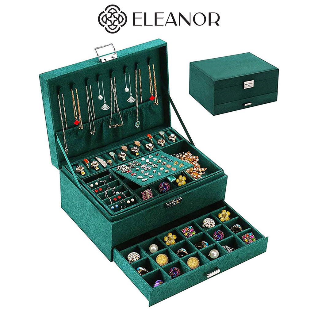 Hộp Trang Sức Eleanor Cỡ Lớn Màu Xanh Lá Hiện Đại - SP003109