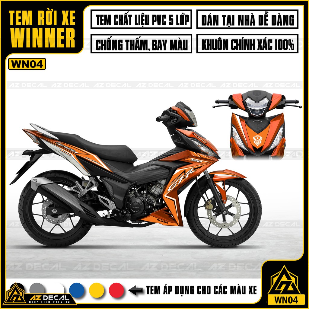 Tem Winner V1/150 Mẫu GTR | WN04 | Tem Xe Máy Honda Winner Chất Liệu Decal Chống Thấm Nước, Chống Bay Màu