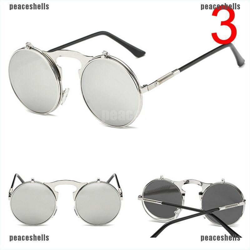 Kính Mát Gọng Tròn Dạng Lật Phong Cách Steampunk Cổ Điển Thời Trang