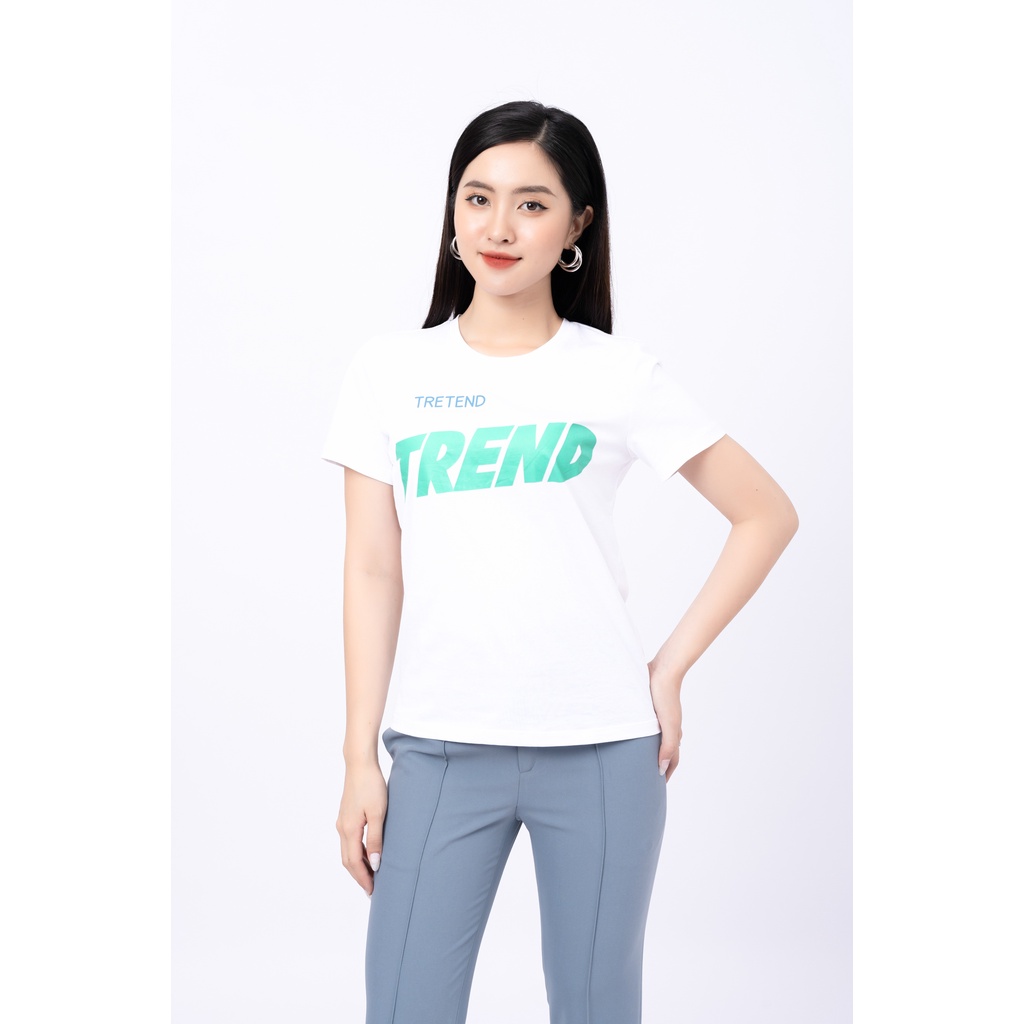 Áo thun nữ, cổ tròn dáng suông in chữ TREND - F521215 [FIONA]