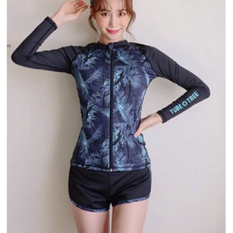Bộ bikini 3 mảnh áo dài tay kín đáo chống nắng