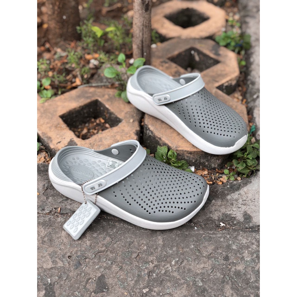 Dép Cross Đẹp Mẫu Mới, Dép Sục Nam Nữ Unisex Literide Clog Màu Đen Đi Mưa Cao Cấp - Sấu Vui Vẻ