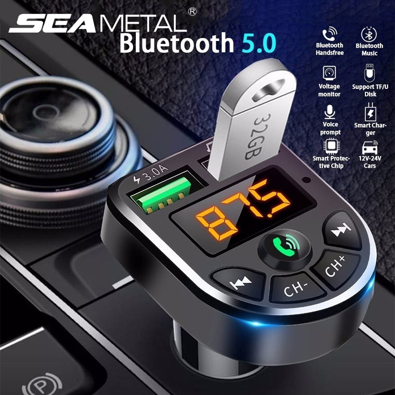 Máy phát FM không dây bluetooth tích hợp bộ sạc USB 3.1A dùng cho xe ô tô tiện lợi