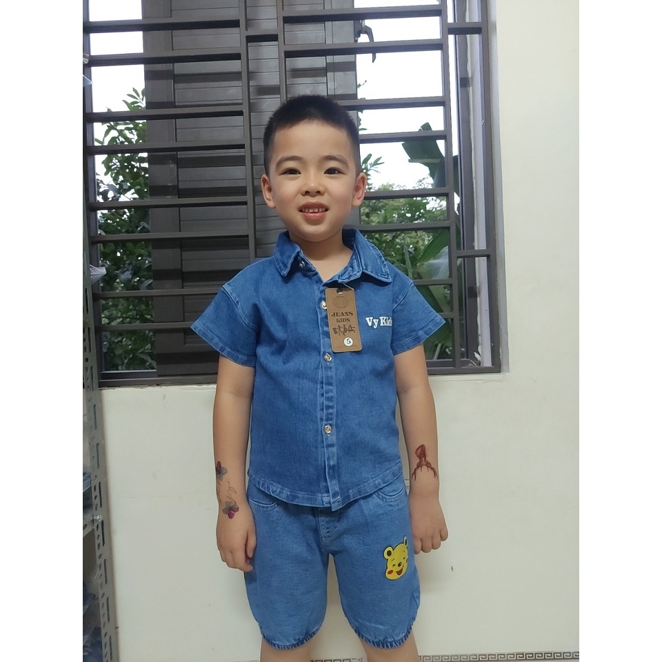 Quần áo bé trai, bộ bò cho bé sét bò in hinh gấu cho bé từ VYVY kids