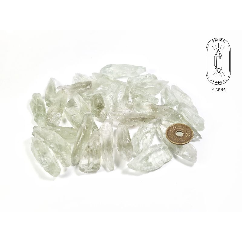 Thach anh xanh Prasiolite thô tự nhiên có 3 kích cỡ dùng thanh tẩy, làm handmade, sưu tầm..