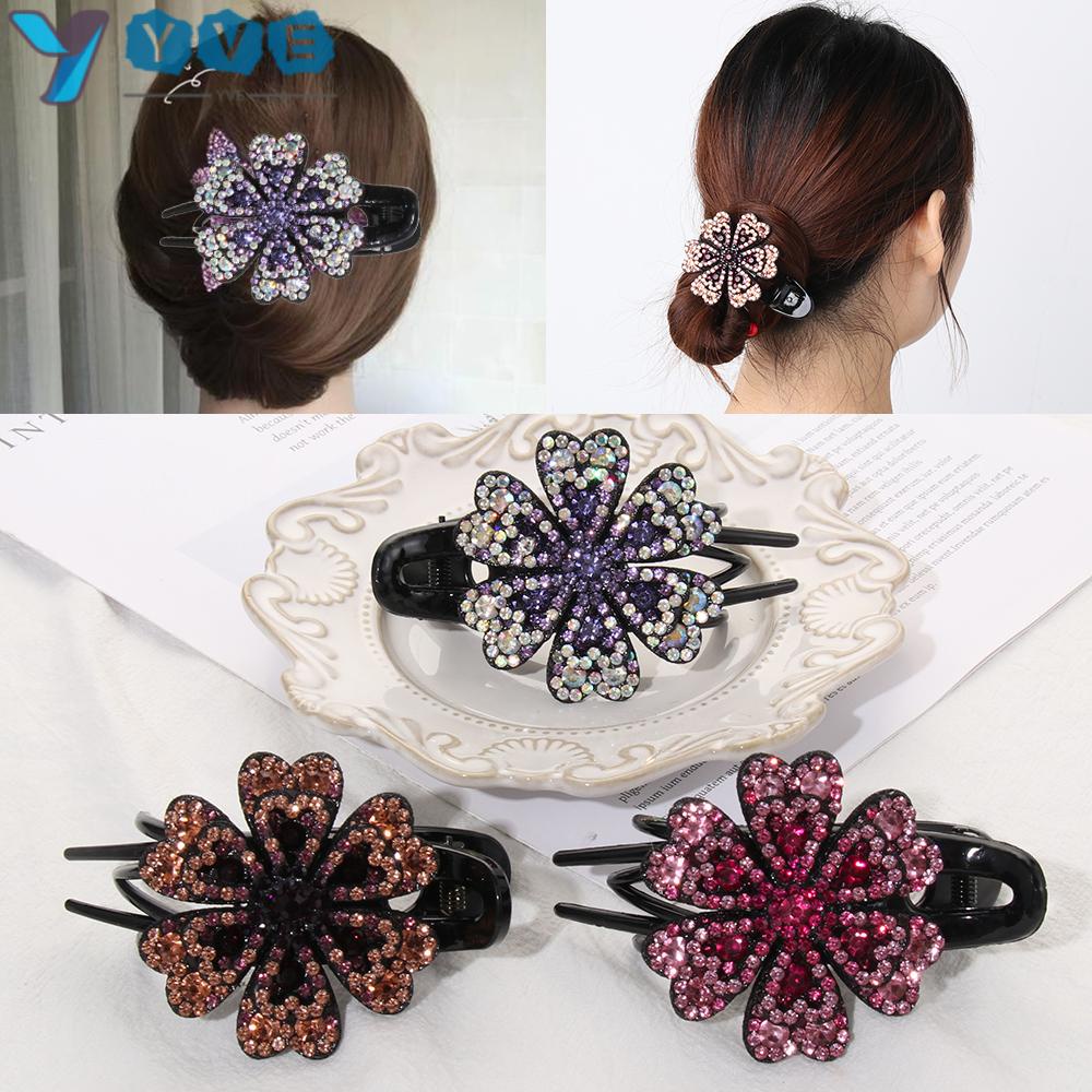 FLEXIBLE Kẹp Tóc Đính Đá Tạo Hình Hoa Thời Trang Cho Nữ