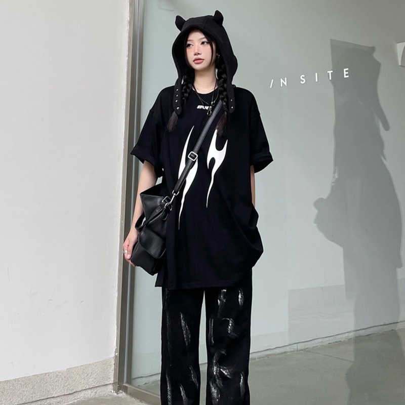 NRVP Áo thun cổ tròn tay ngắn oversize thời trang Hàn Quốc 2022 cho nữ