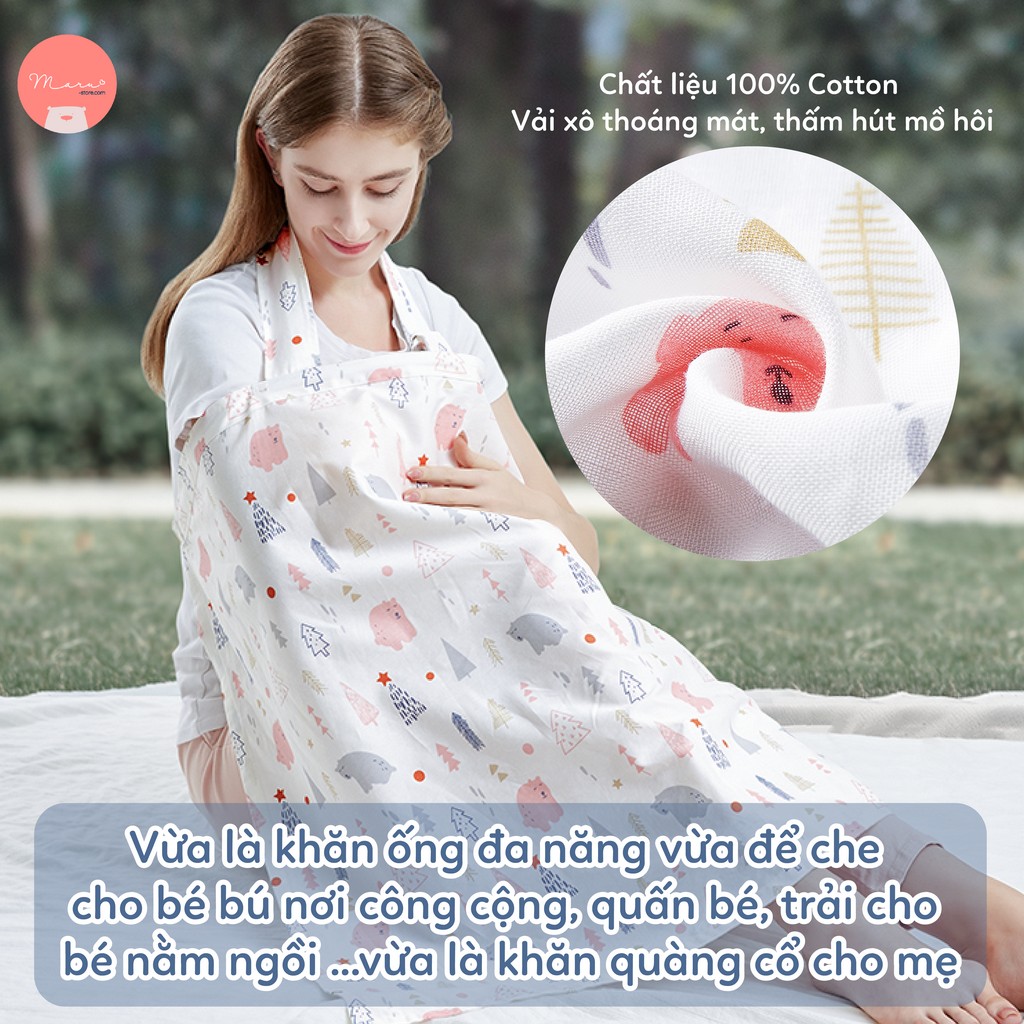 [Kèm túi đựng] Khăn choàng che bé khi bú, khi đi ra ngoài vải 100% cotton | OEM