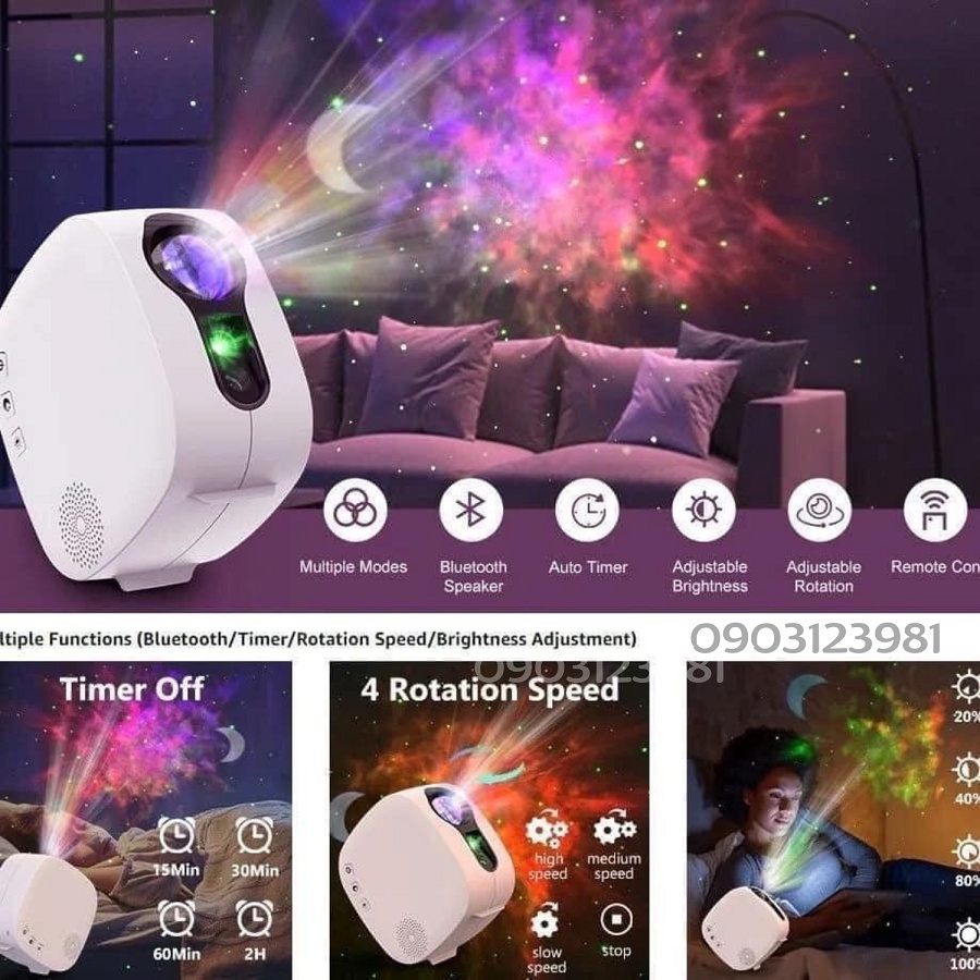 (LOẠI 1) Đèn Thiên Hà V2 Loa Bluetooth Âm Thanh Cực Hay, Chiếu Bầu Trời Sao, Đèn Phòng Bay, Trang Trí Phòng (JA SHOP)