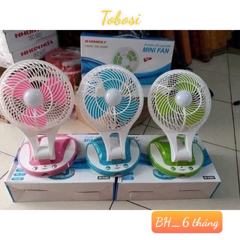 [ BH_6 Tháng] Quạt Tích Điện Có Đèn Ông Tây 2in1