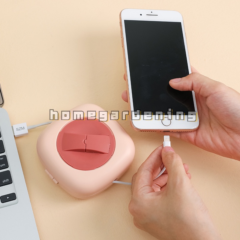 Hộp Đựng Dây Cáp Sạc Điện Thoại Di Động Xoay Được Tiện Dụng
