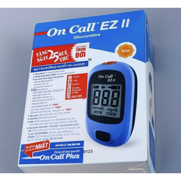 Máy đo đường huyết On Call EZ 2 (Tặng 1 Hộp Que & 1 Hộp Kim)