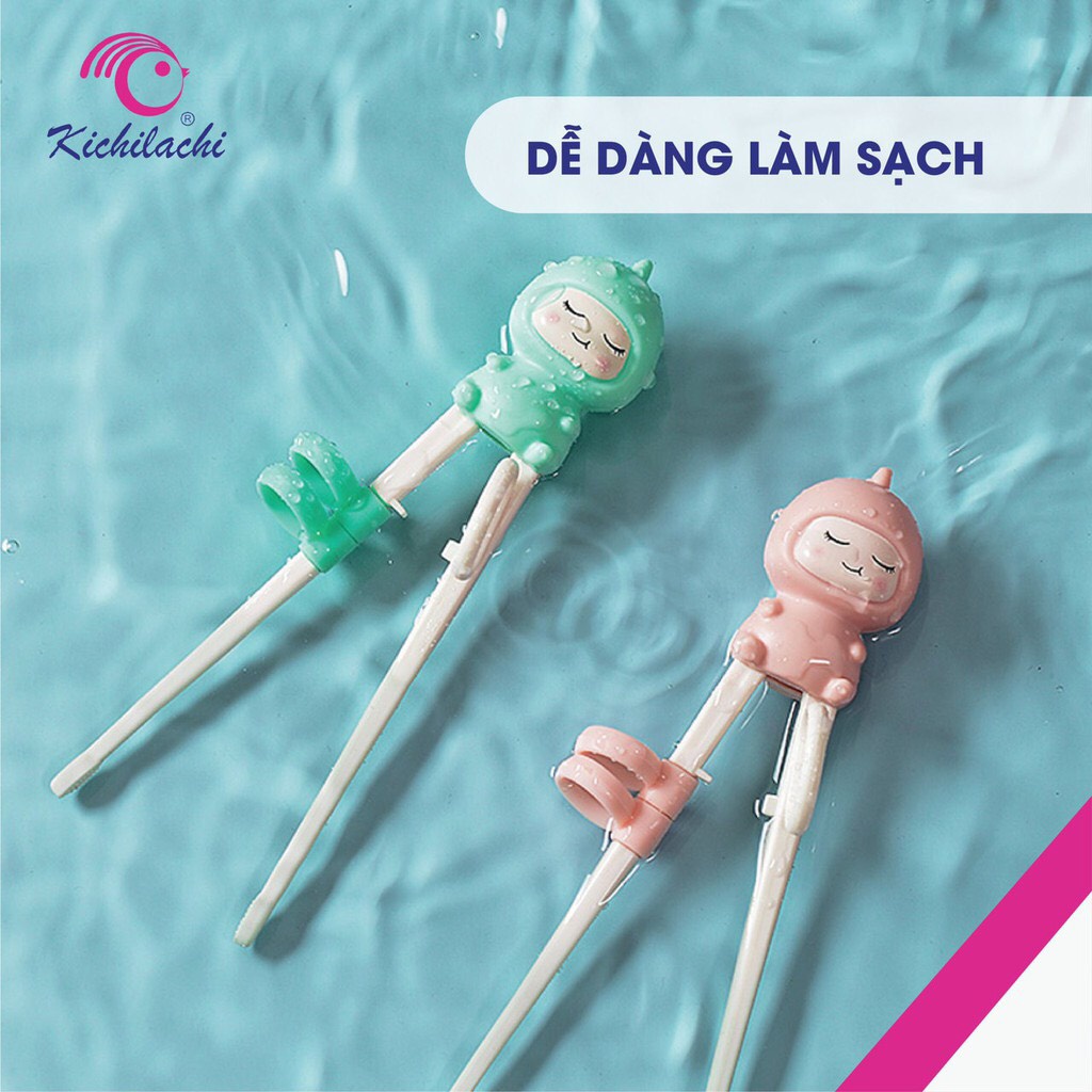 Đũa tập ăn, đũa tập gắp xỏ ngón KICHI Hàn Quốc hình em bé đáng yêu cho bé tập gắp dễ dàng Nuoiconkieuhan
