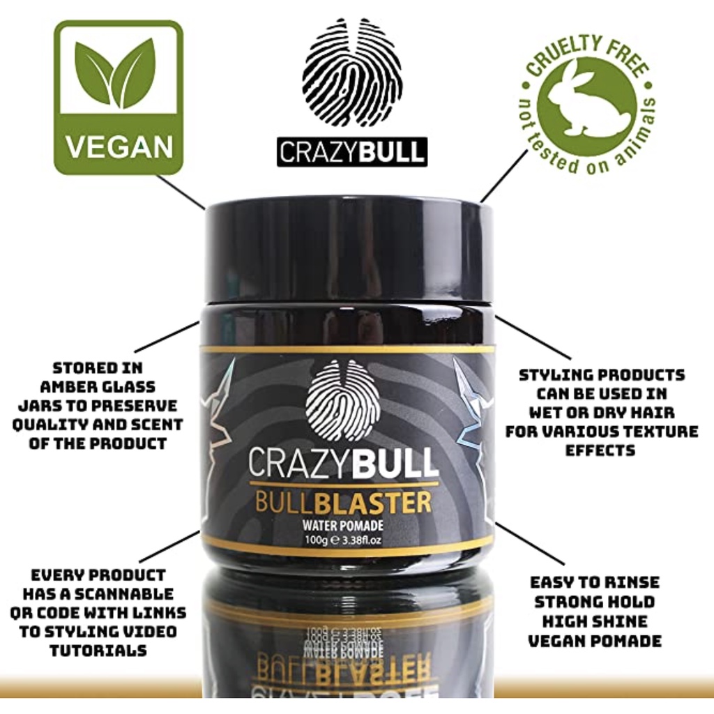 Sáp vuốt tóc nam chính hãng pomade Crazy Bull 50ml UK | Keo gel wax chính hãng hương thơm
