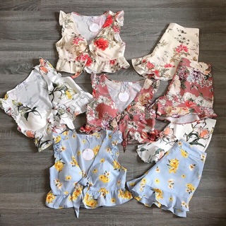 Set áo cột dây quần nhún bèo