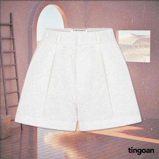TINGOAN® HCM - Quần short cạp cao gập gấu vải gấm trắng LIBRA SHORT /WH