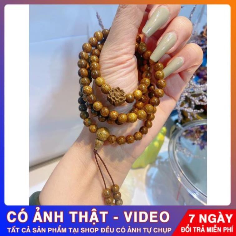 vòng trầm tốc 108 hạt mic hoa sen trầm [Khuyến Mãi Sốc]