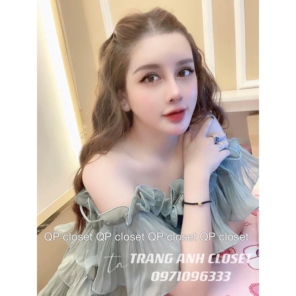 Váy dập ly xoè tầng trễ vai siêu xinh loại 1