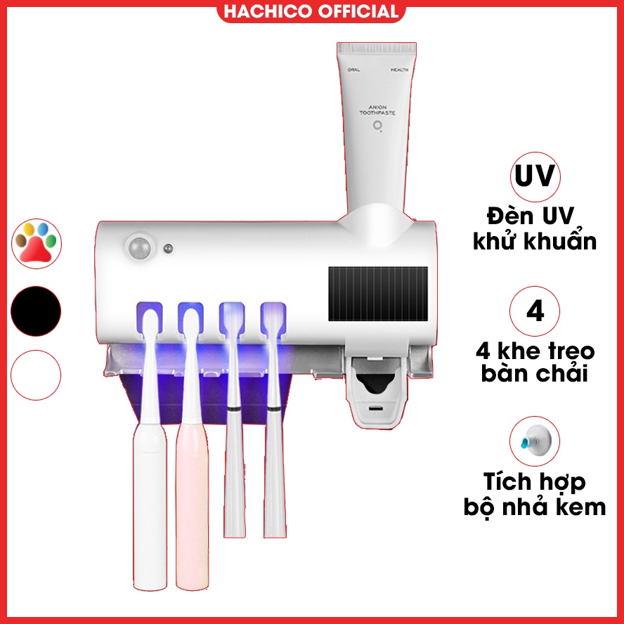 Giá treo bàn chải kết hợp bộ nhả kem đánh răng được trang bị khử khuẩn bằng tia UV