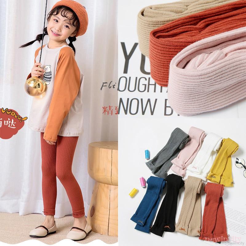Quần legging co giãn đính nơ phong cách Hàn Quốc dễ thương dành cho bé gái