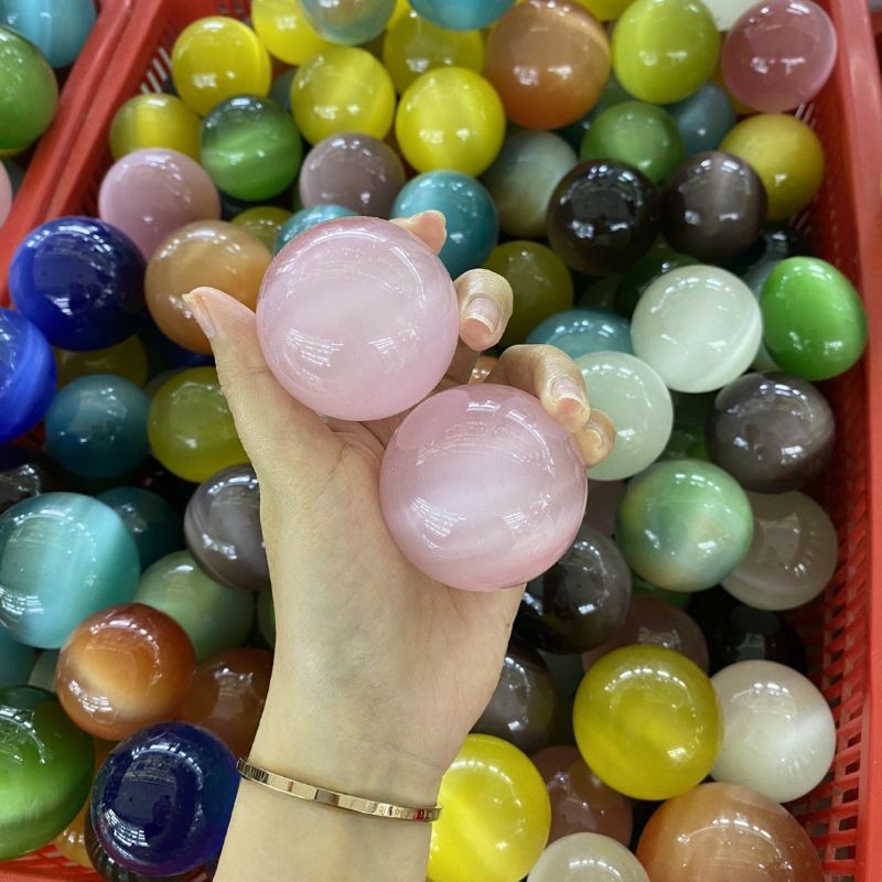 Cặp bi lăn tay đá mắt mèo 5cm
