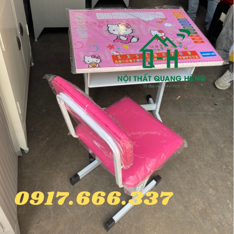BỘ BÀN HỌC SINH CHÂN SẮT  KITTY DÀNH CHO BÉ GÁI