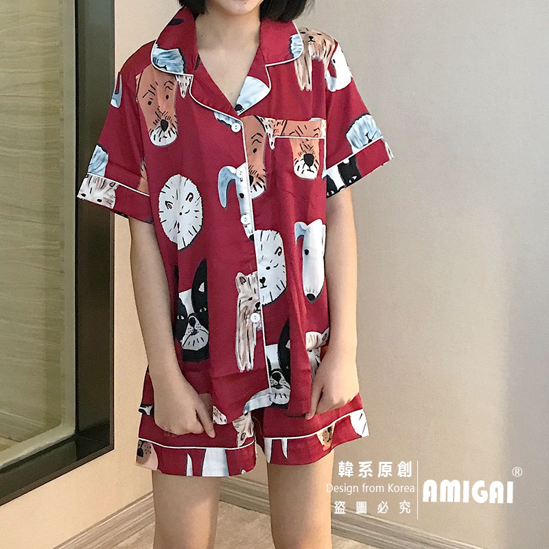 Bộ đồ ngủ cho nữ tay ngắn vải satin form rộng thoải mái cho nữ | BigBuy360 - bigbuy360.vn