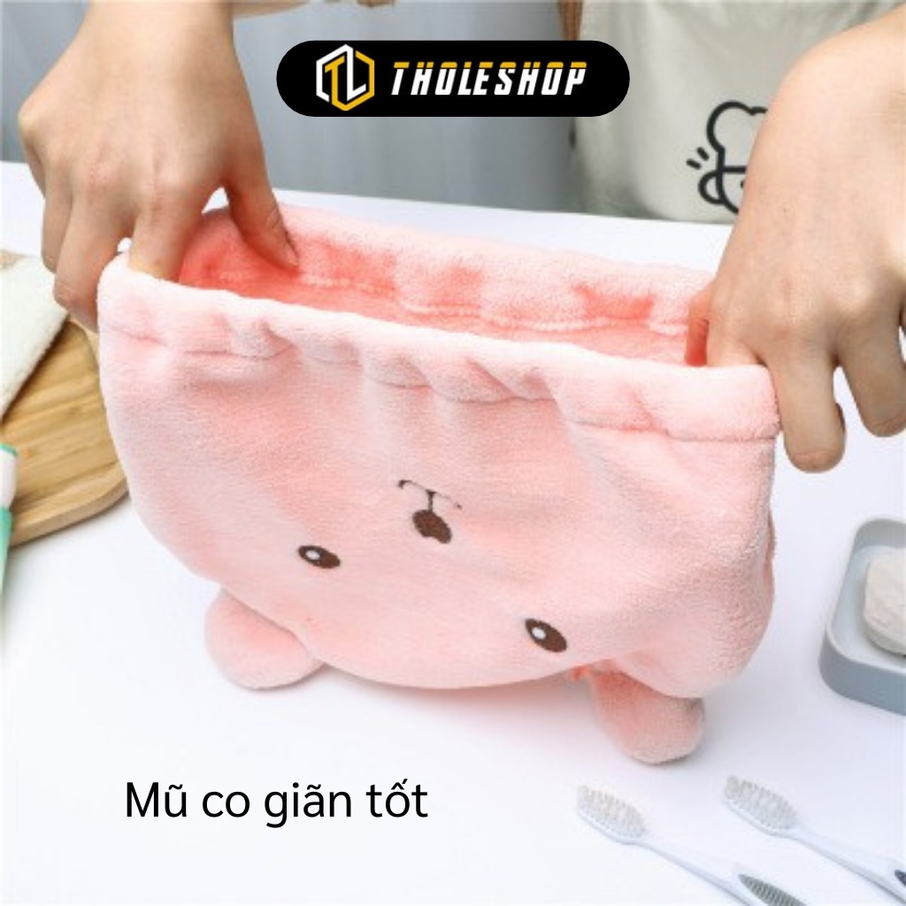Khăn Ủ Tóc - Khăn Quấn Làm Khô Tóc Siêu Tóc Hình Chú Gấu Dễ Thương, Thấm Hút Tốt 8193