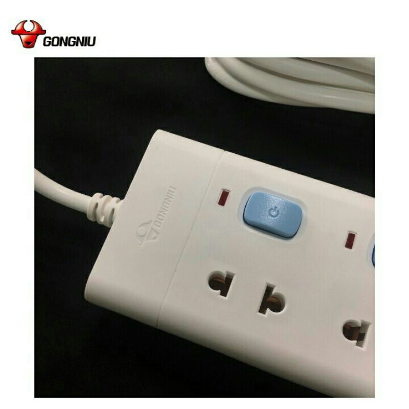 Ổ Cắm Điện Gongniu 4 Ổ 4 Công Tắc 2500W/10A Dây Dài 3/5M