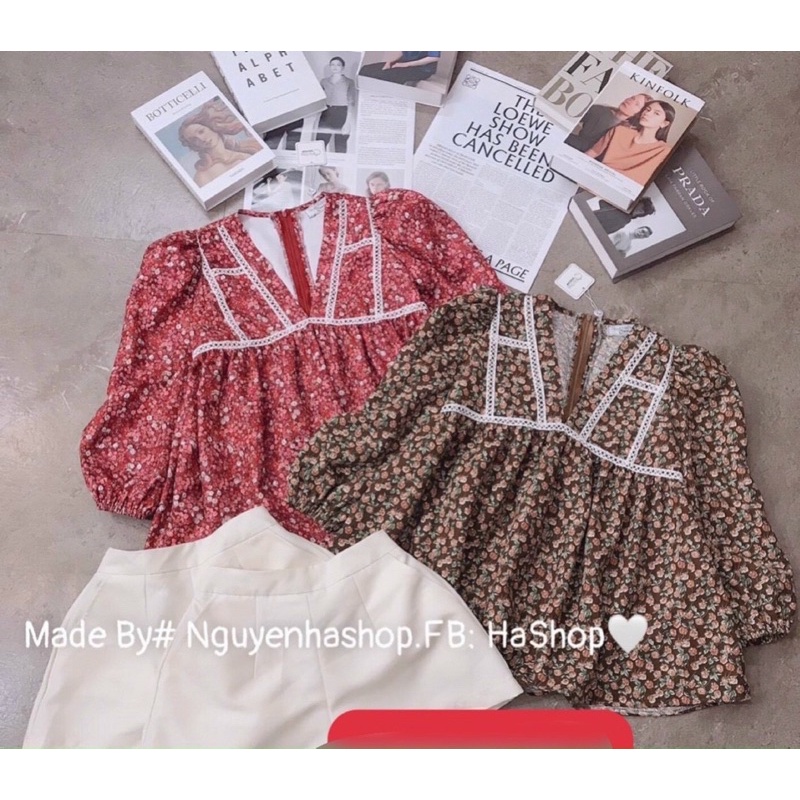 Set Bộ Babydoll Hoa Phối Ren Mix Quần Short