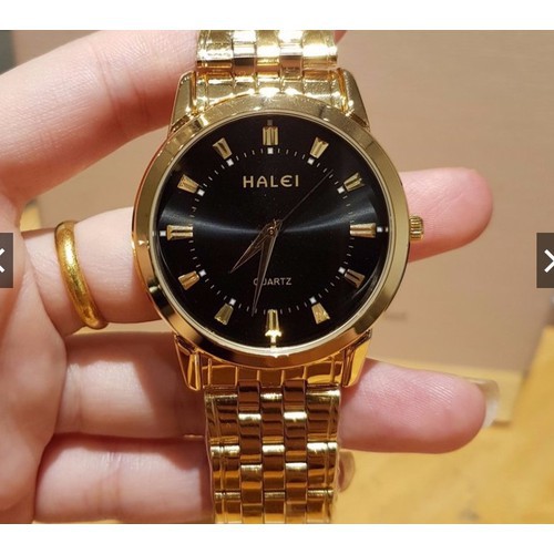 Đồng hồ cặp đôi nam nữ Halei mặt đen dây da kim loại chính hãng Tony Watch 68 | BigBuy360 - bigbuy360.vn