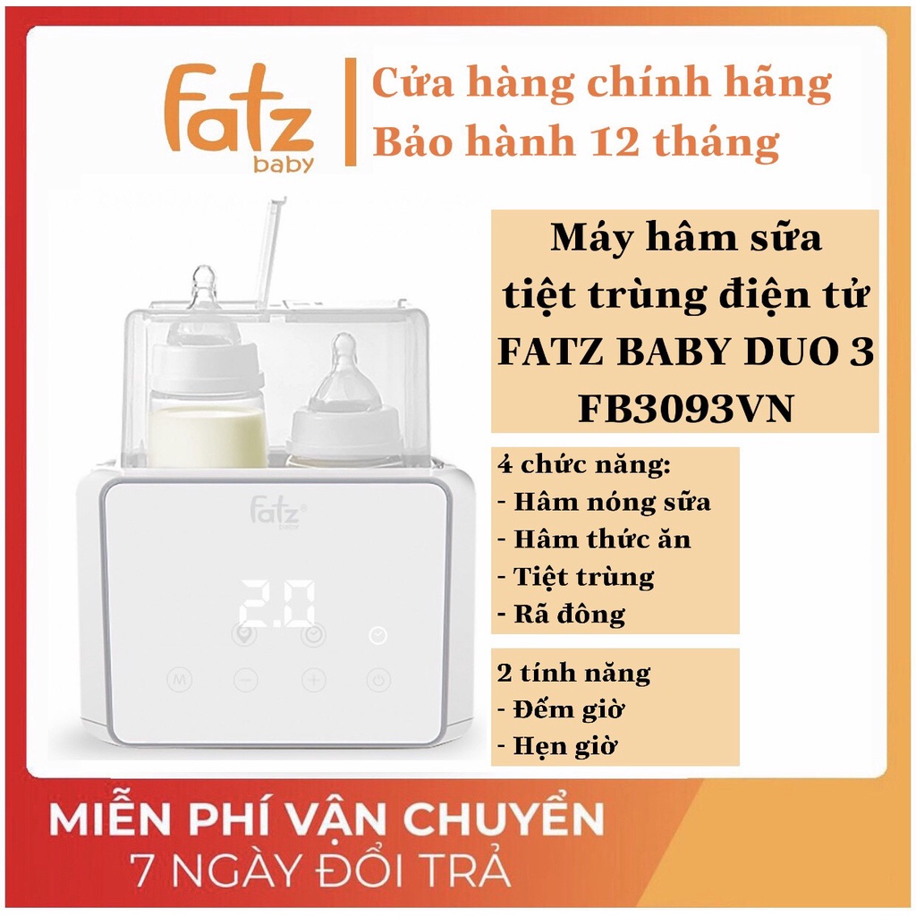 [FATZ BABY – 1 đổi 1, BH 12 tháng] Máy hâm sữa tiệt trùng điện tử Duo 3 Fatzbaby FB3093VN