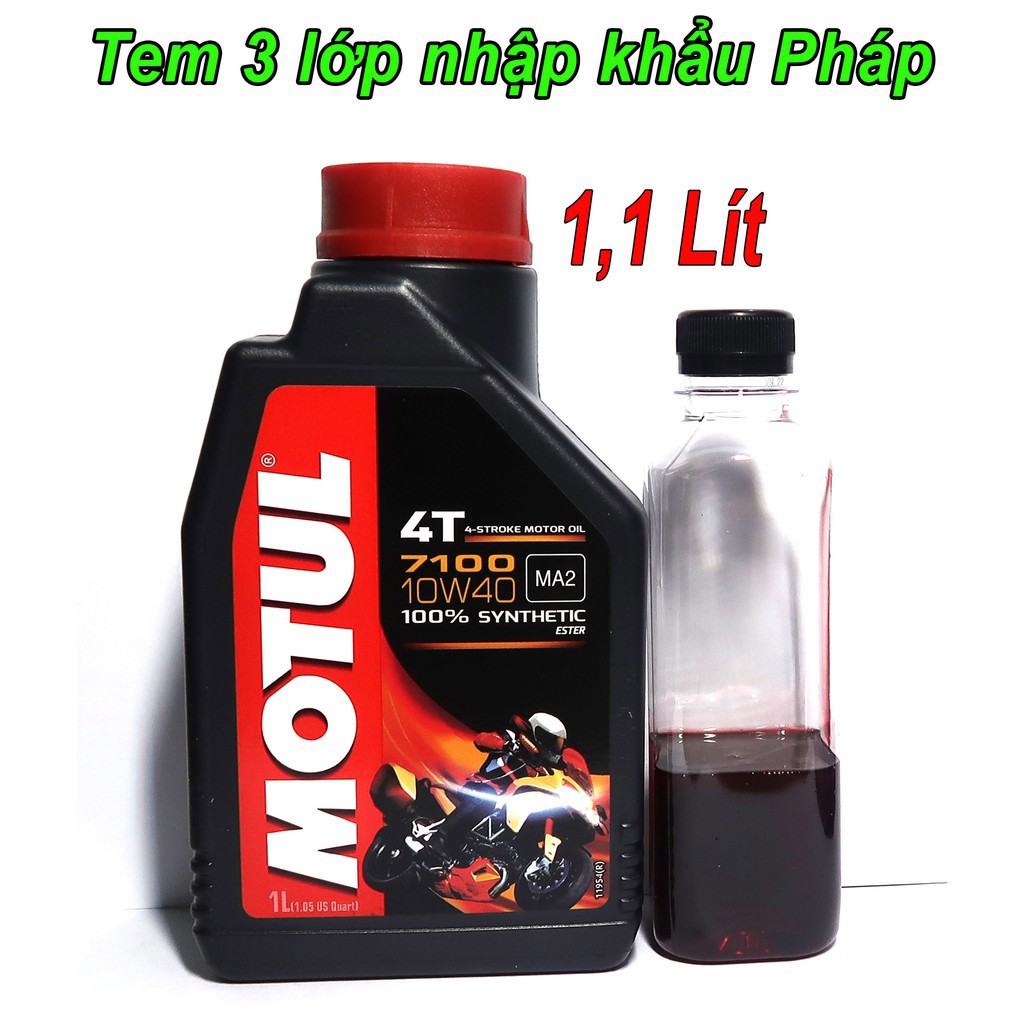 1,1 Lít Nhớt Motul 7100 10W40 Tem 3 Lớp Cao Cấp Cho Exciter, Winner, Sonic, ...