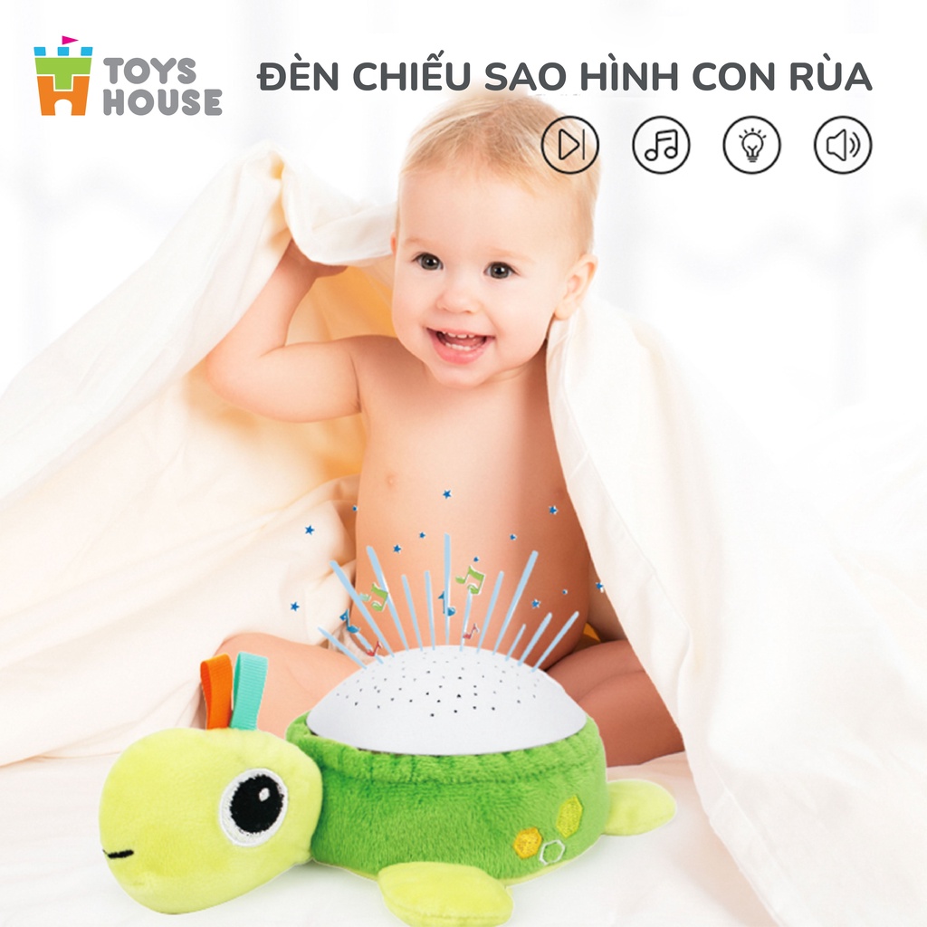 Đèn chiếu trăng sao ru ngủ Toyshouse 1021-KK-66205 hình rùa con dễ thương có nhạc trắng ru ngủ