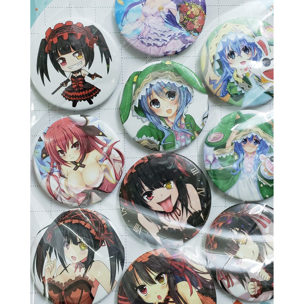 Huy hiệu Anime Date A Live chibi kích thước 5,8cm