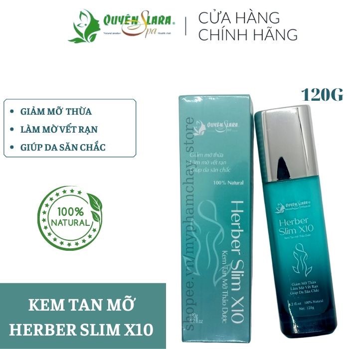 Liệu Trình 2 Chai Kem Tan Mỡ Thảo Dược HERBER SLIM X10 - Giảm Mỡ Thừa, Làm Mờ Vết Rạng, Thon Gọn Bắp Tay, Bắp Chân