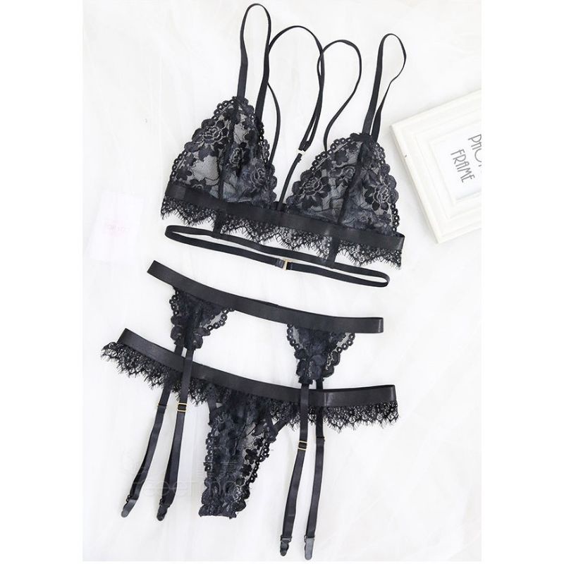 Bộ đồ lót ren kèm kẹp tất sexy - set nội y quyến rũ gợi cảm | BigBuy360 - bigbuy360.vn