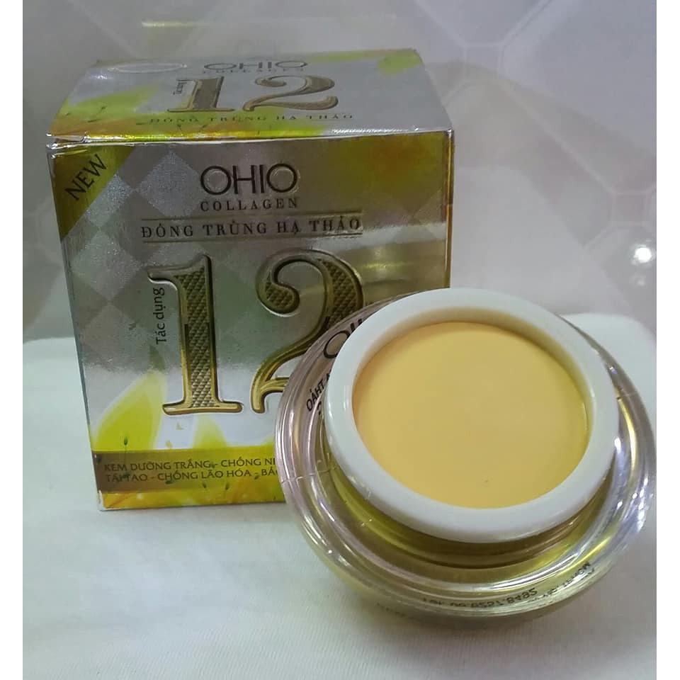 OHIO COLLAGEN - ĐÔNG TRÙNG HẠ THẢO - Kem dưỡng trắng, Chống nhăn, Tái tạo, Bảo vệ da 12 tác dụng (30g)