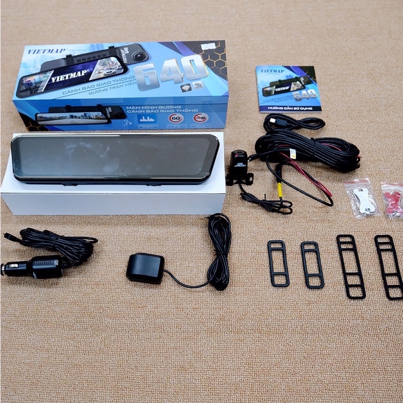 VIETMAP G40 - Camera hành trình dạng Gương tràn viền thế hệ mới _cảnh báo ADAS ghi hình trước sau - Chính hãng