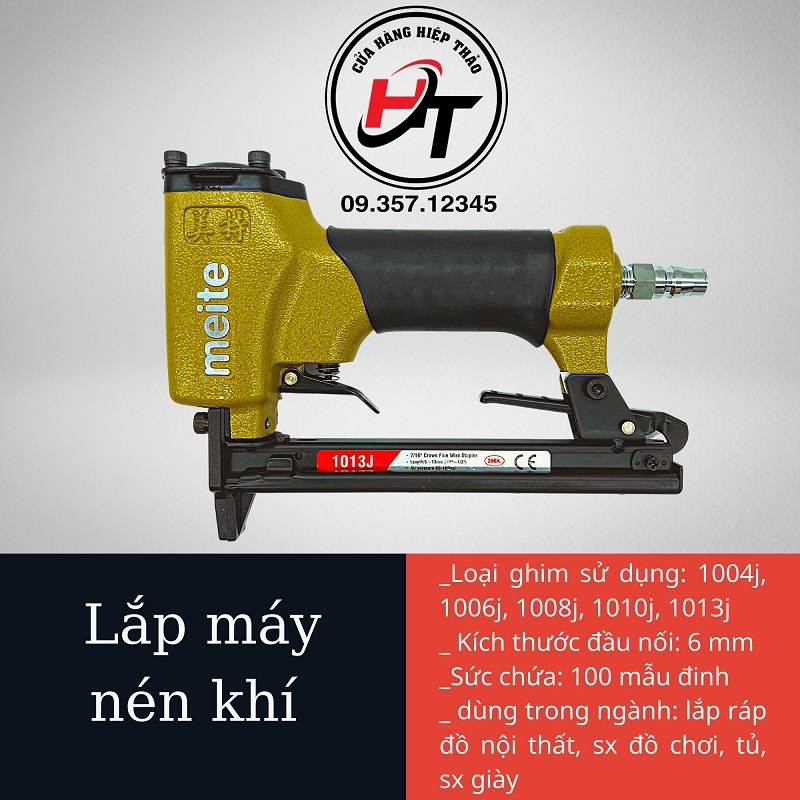 Súng bắn ghim gỗ 1013 Meite bằng hơi đinh chữ U chuyên bắn yên xe máy SBGG1013MT