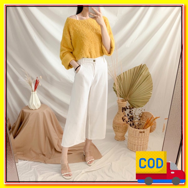 Quần Jeans nữ cạp cao ống rộng Anek4 RL959