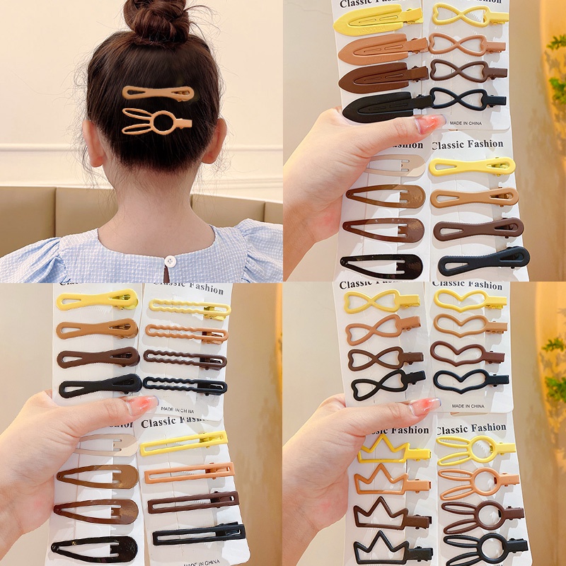 Set 4 Kẹp Tóc Nhiều Màu Sắc Dễ Thương Phong Cách Hàn Quốc Cho Bé Gái