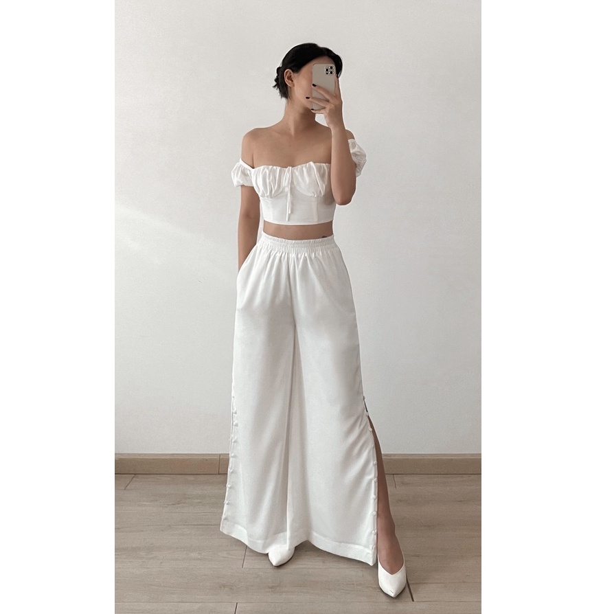 Quần dài Haven Pants lưng thun co dãn xẻ tà kèm nút bọc