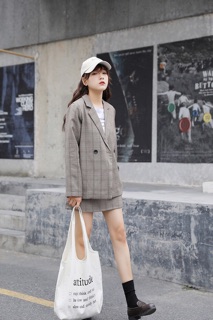 Set áo blazer + chân váy chữ A
