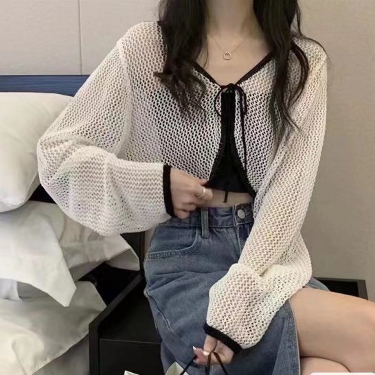 Áo Khoác Cardigan Len Dệt Kim Mỏng Chống Nắng Thời Trang Mùa Hè Dành Cho Nữ