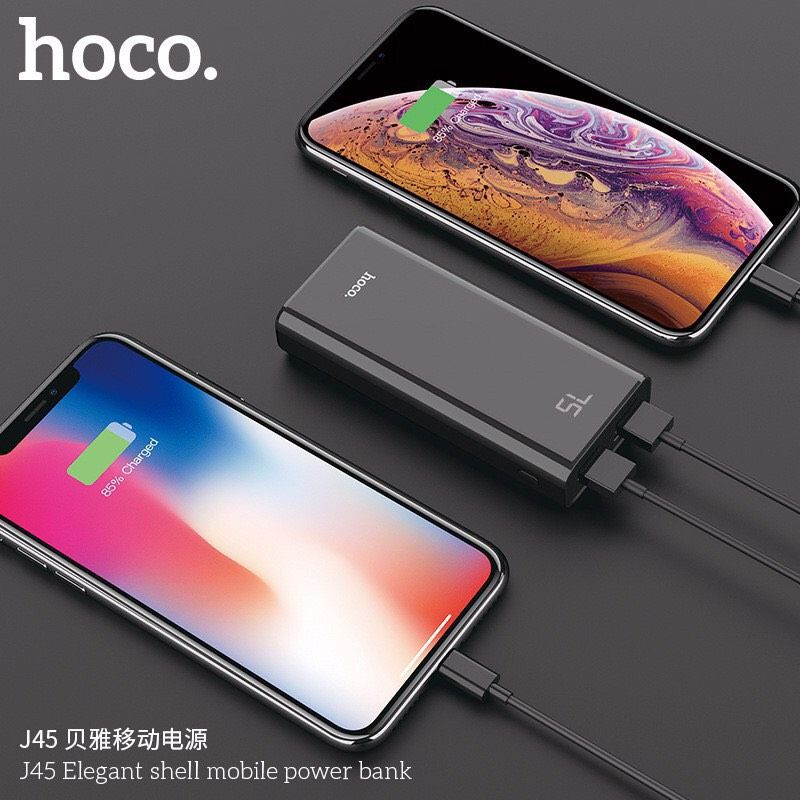 ✅Nowship - sạc pin dự phòng hoco j45-10000mah vỏ nhôm có đèn LED báo dung lượng pin sạc nhanh chính hãng