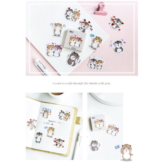 Hộp 45 hình dán sticker hình bé sóc trang trí sổ M790