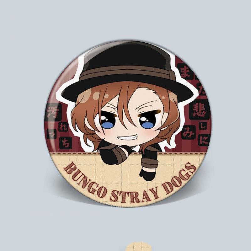 Huy hiệu cài áo in hình Bungou stray dogs Văn hào lưu lạc anime chibi m07