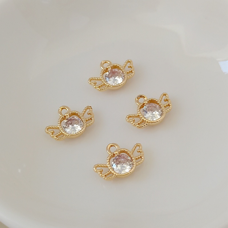 Mặt Vòng cổ Hình Thiên Thần Bằng Đồng 14K 12 * 8mm DIY