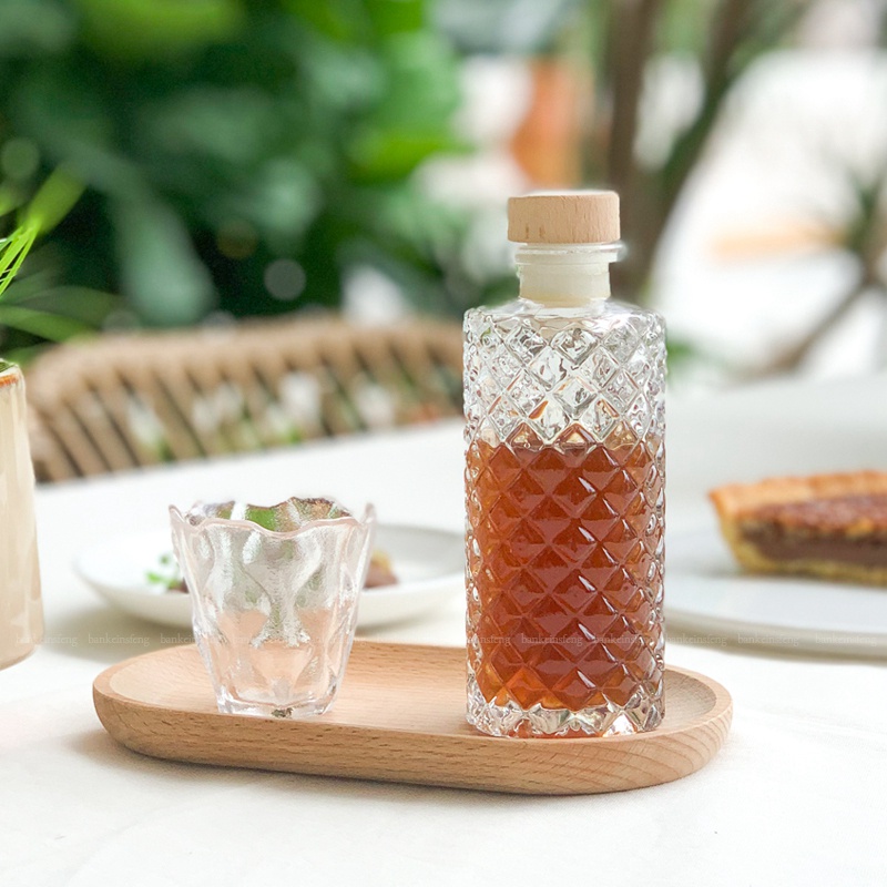 Bình Thủy Tinh Đựng Nước Chịu Nhiệt Họa Tiết Vân Kim Cương Sang Trọng Dung Tích 120/150/200Ml